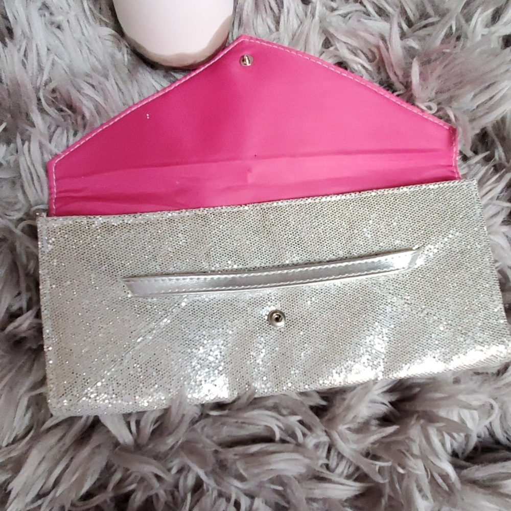 Victoria's Secret vintage silver glittered clutch